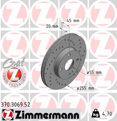 Tarcza hamulcowa ZIMMERMANN 370.3069.52