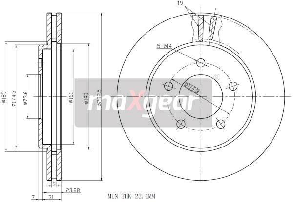 Tarcza hamulcowa MAXGEAR 19-1004