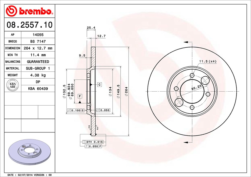 Tarcza hamulcowa BREMBO 08.2557.10