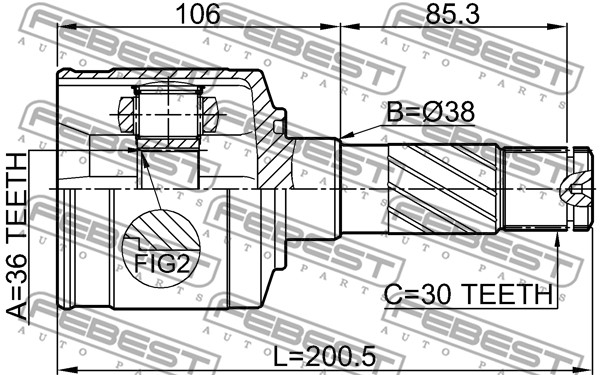 Przegub wału FEBEST 0511-BT50RH