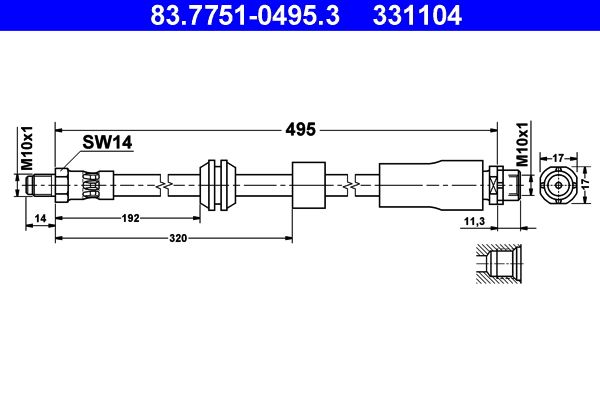 Przewód hamulcowy elastyczny ATE 83.7751-0495.3