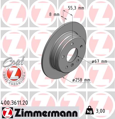 Tarcza hamulcowa ZIMMERMANN 400.3611.20