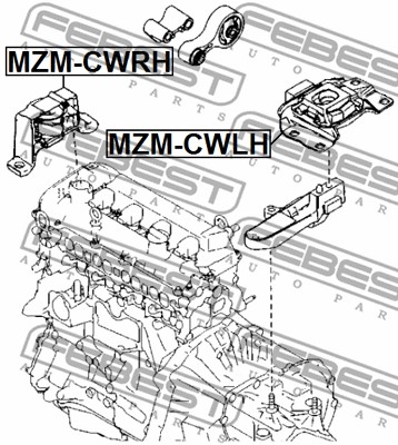 Poduszka automatycznej skrzyni biegów FEBEST MZM-CWLH