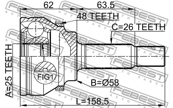 Przegub wału FEBEST 0110-AZT250A48