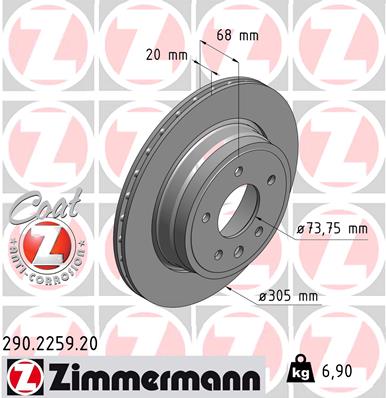 Tarcza hamulcowa ZIMMERMANN 290.2259.20