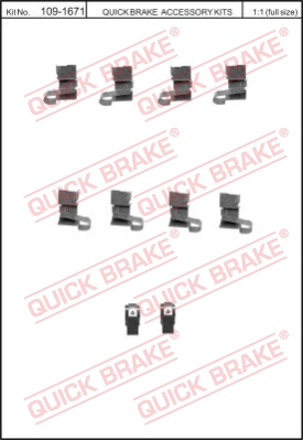 Zestaw akcesoriów montażowych  klocków hamulcowych QUICK BRAKE 109-1671