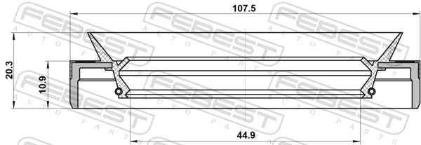 Pierścień uszczelniający wału, różnicowy FEBEST 95MES-461071120C