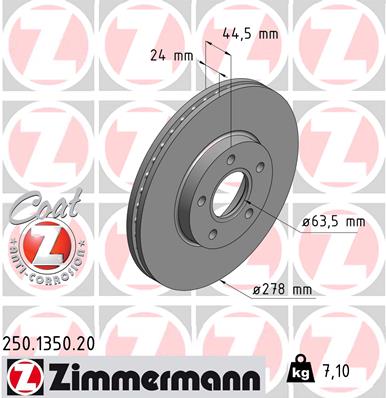 Tarcza hamulcowa ZIMMERMANN 250.1350.20