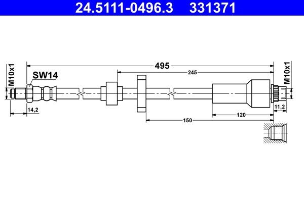 Przewód hamulcowy elastyczny ATE 24.5111-0496.3