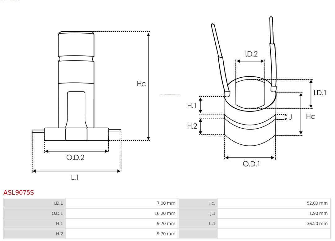 Pierścień ślizgowy, alternator AS-PL ASL9075S