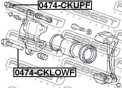 Sworzeń prowadzący  zacisk hamulca FEBEST 0474-CKUPF