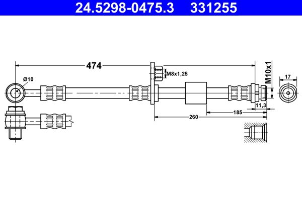 Przewód hamulcowy elastyczny ATE 24.5298-0475.3