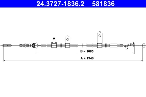 Linka hamulca ręcznego ATE 24.3727-1836.2