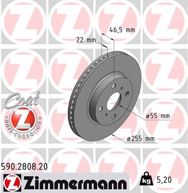 Tarcza hamulcowa ZIMMERMANN 590.2808.20