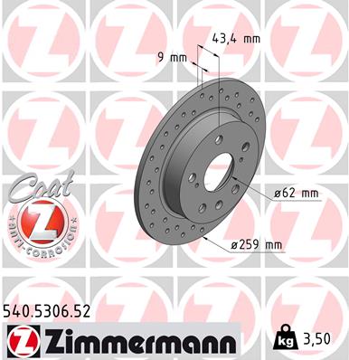 Tarcza hamulcowa ZIMMERMANN 540.5306.52