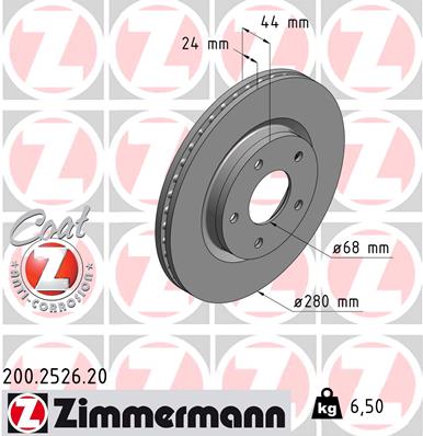 Tarcza hamulcowa ZIMMERMANN 200.2526.20