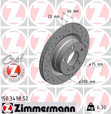 Tarcza hamulcowa ZIMMERMANN 150.3498.52