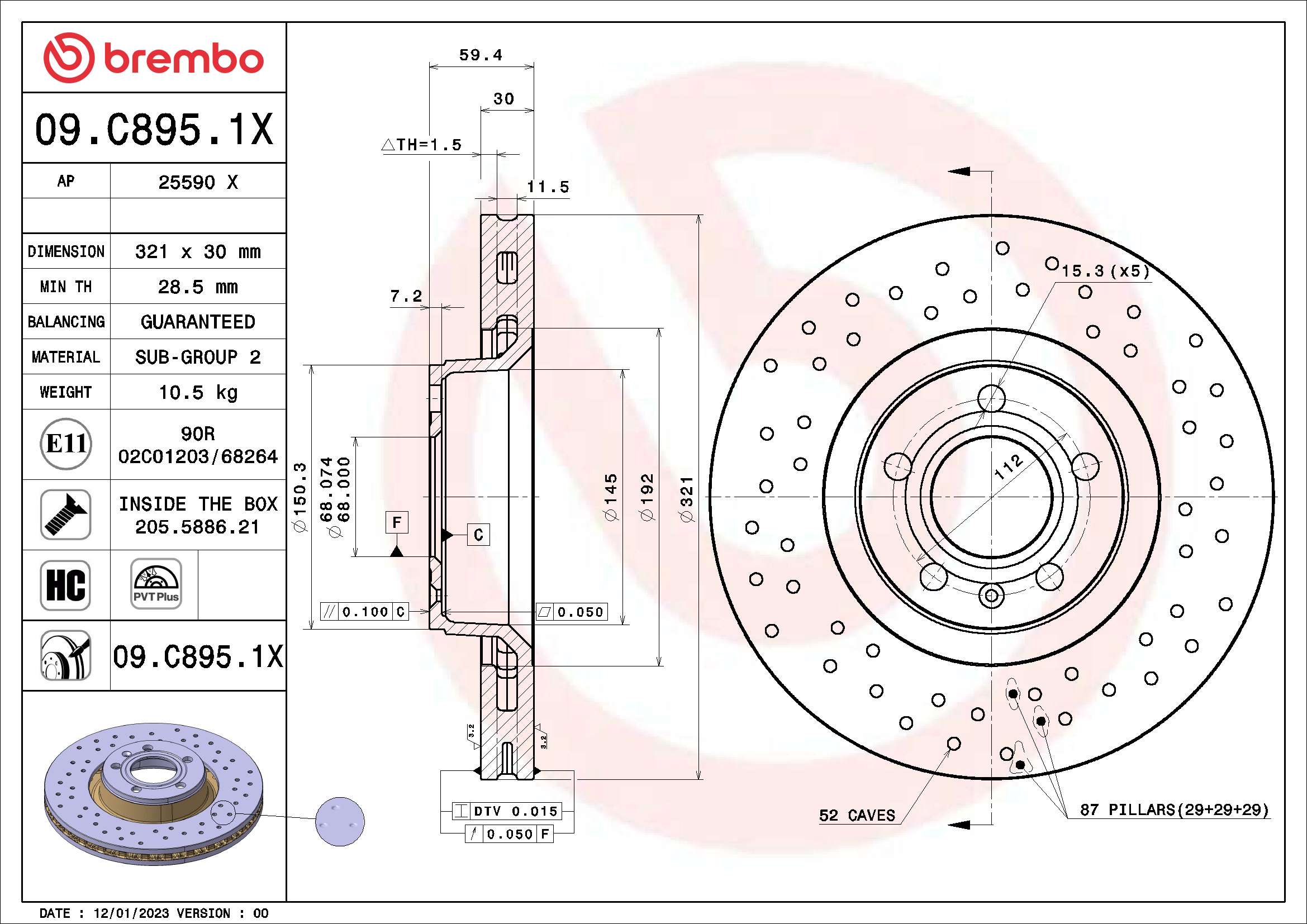 Tarcza hamulcowa BREMBO 09.C895.1X