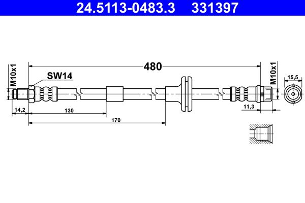 Przewód hamulcowy elastyczny ATE 24.5113-0483.3