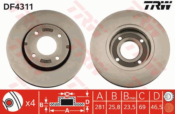 Tarcza hamulcowa TRW DF4311