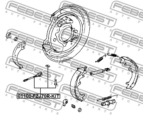 Linka hamulca ręcznego FEBEST 01100-FZJ70R-KIT