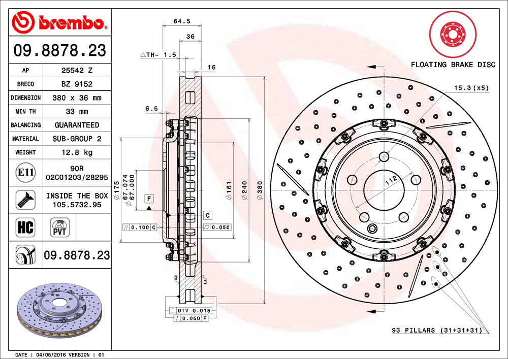 Tarcza hamulcowa BREMBO 09.8878.23