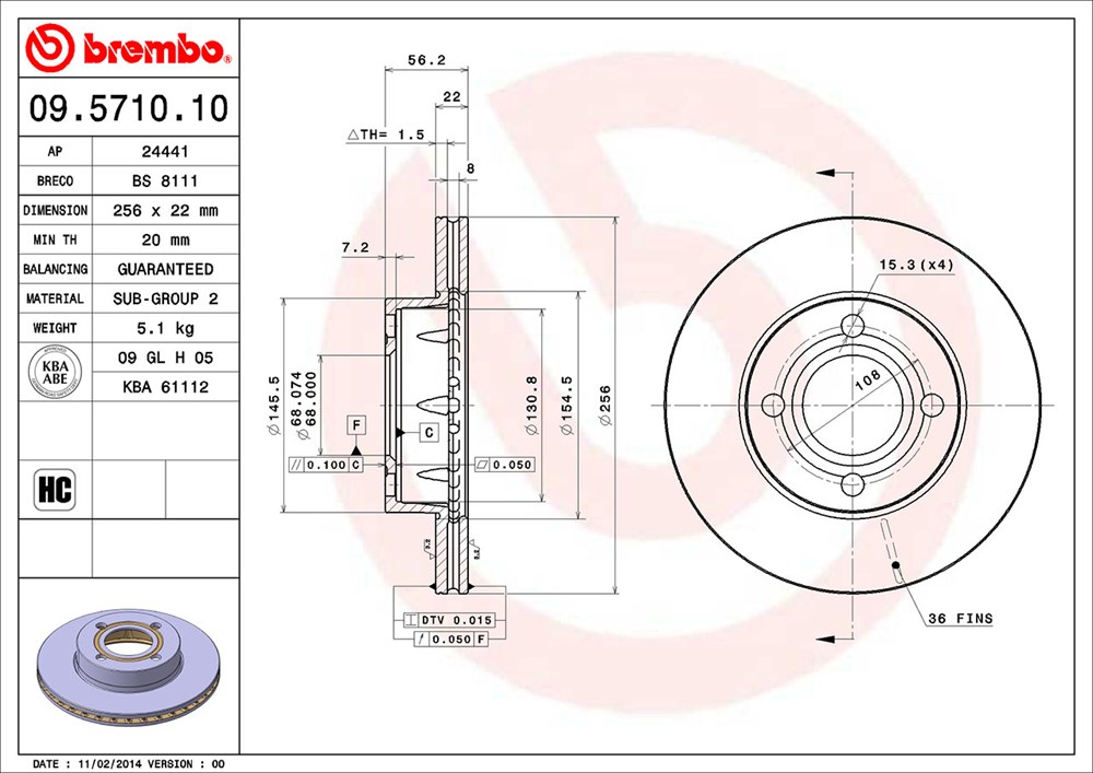Tarcza hamulcowa BREMBO 09.5710.10