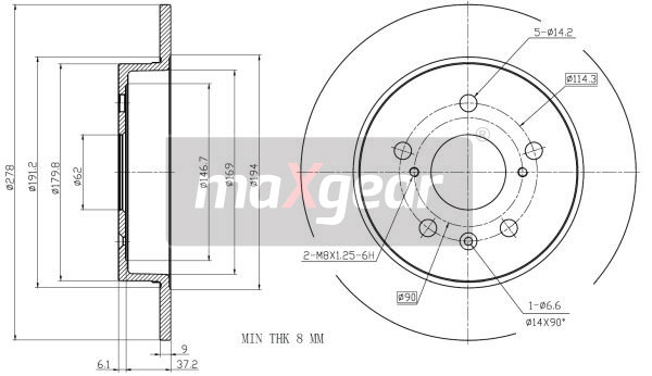 Tarcza hamulcowa MAXGEAR 19-3350