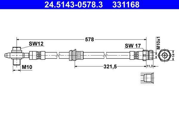 Przewód hamulcowy elastyczny ATE 24.5143-0578.3