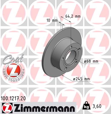 Tarcza hamulcowa ZIMMERMANN 100.1217.20