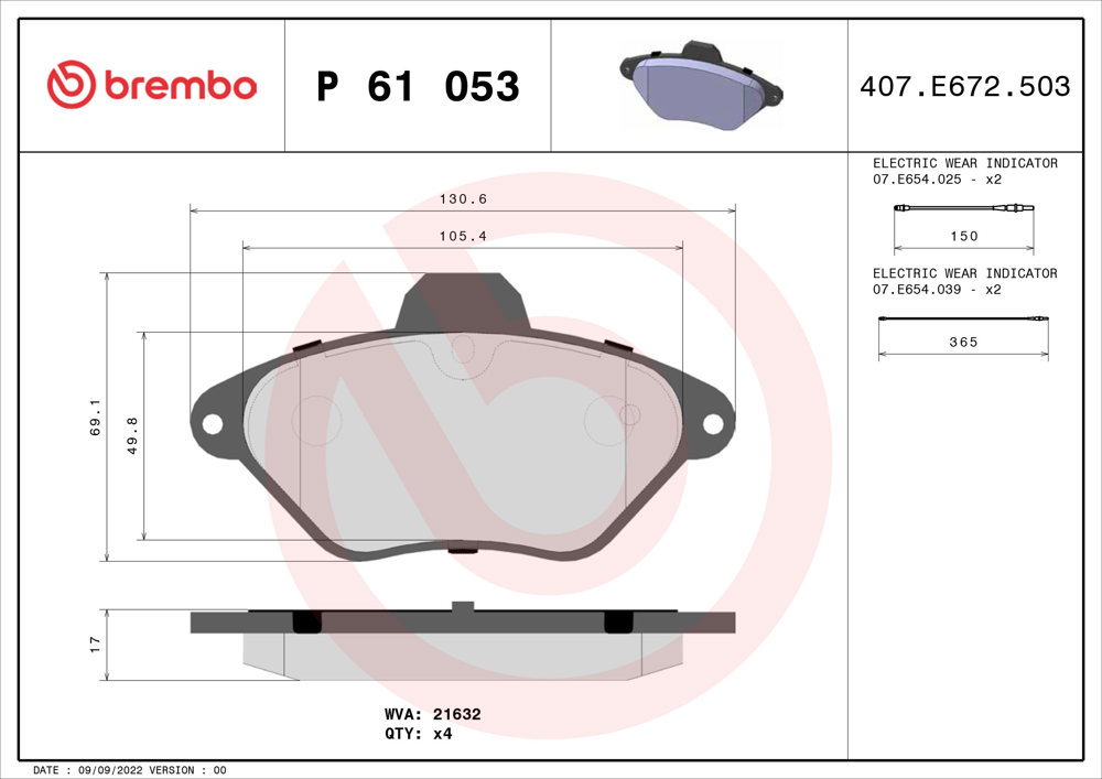 Klocki hamulcowe BREMBO P 61 053
