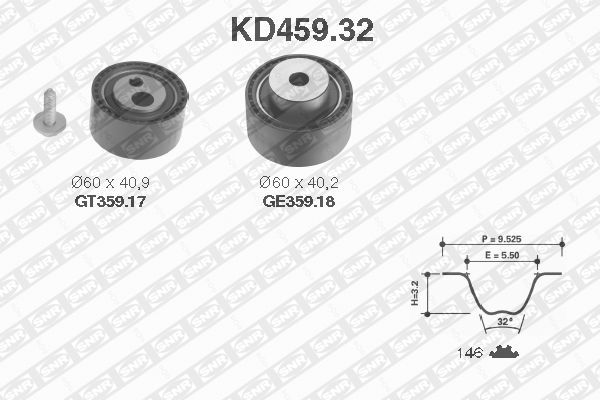 Zestaw paska rozrządu SNR KD459.32