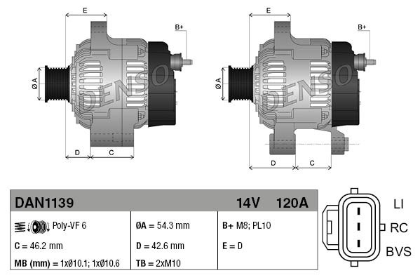 Alternator DENSO DAN1139