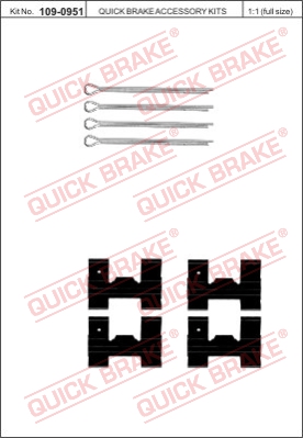 Zestaw akcesoriów montażowych  klocków hamulcowych QUICK BRAKE 109-0951