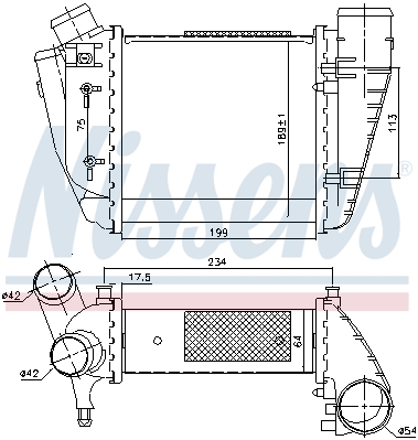 Chłodnica powietrza intercooler NISSENS 96678