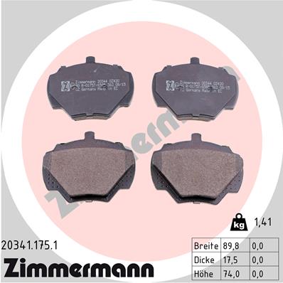 Klocki hamulcowe ZIMMERMANN 20341.175.1