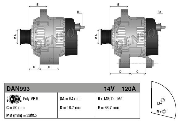 Alternator DENSO DAN993