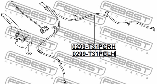 Linka hamulca ręcznego FEBEST 0299-T31PCRH