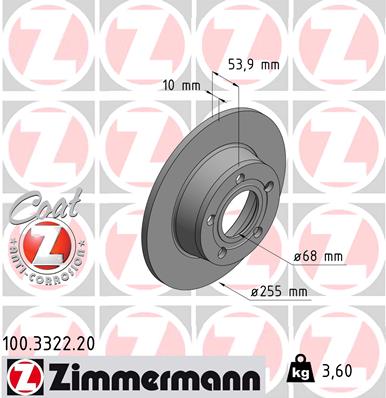 Tarcza hamulcowa ZIMMERMANN 100.3322.20