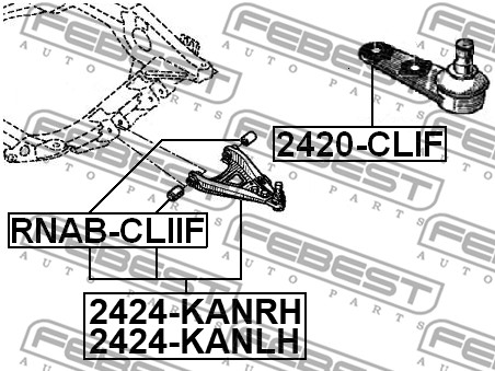 Wahacz zawieszenia koła FEBEST 2424-KANRH