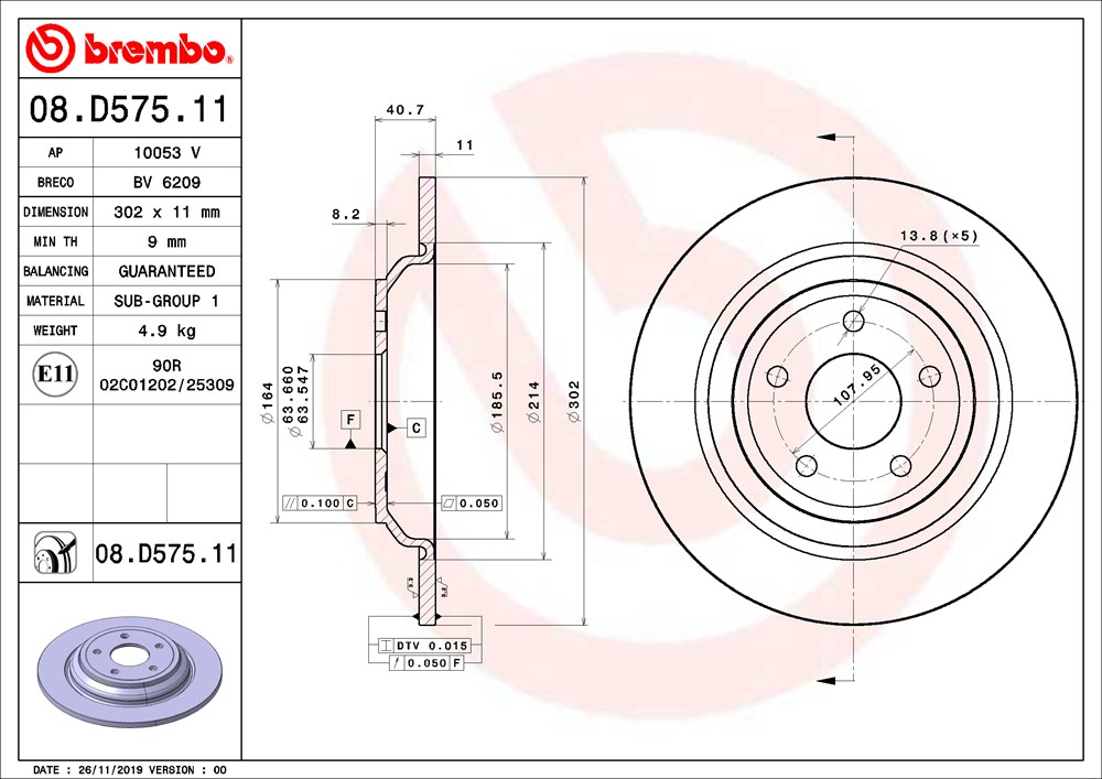 Tarcza hamulcowa BREMBO 08.D575.11