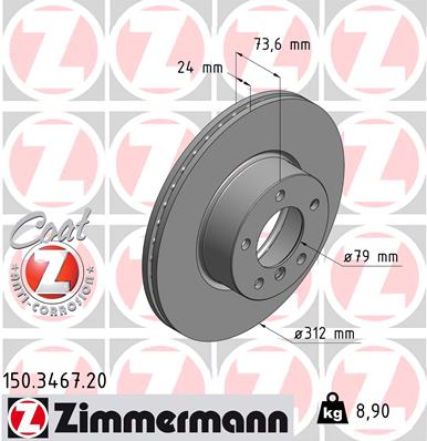 Tarcza hamulcowa ZIMMERMANN 150.3467.20