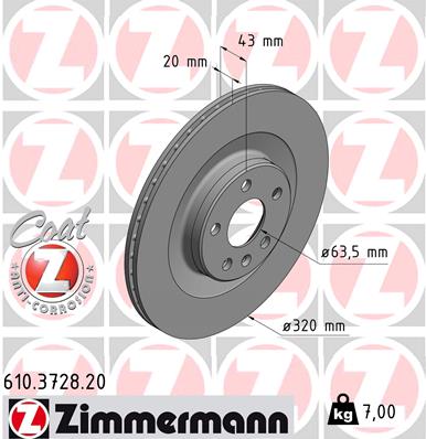 Tarcza hamulcowa ZIMMERMANN 610.3728.20