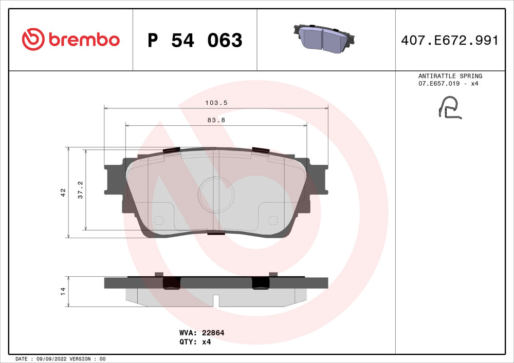 Klocki hamulcowe BREMBO P 54 063