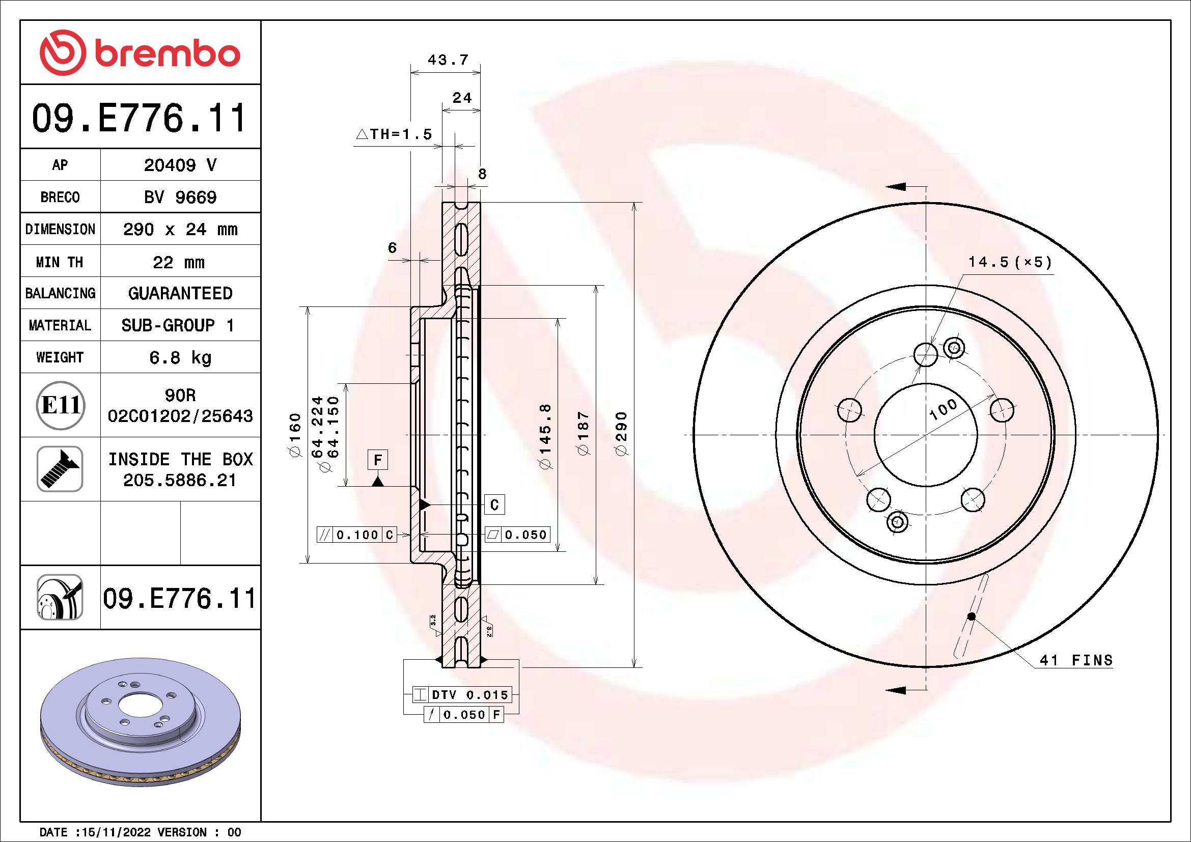 Tarcza hamulcowa BREMBO 09.E776.11