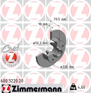 Tarcza hamulcowa ZIMMERMANN 600.3220.20
