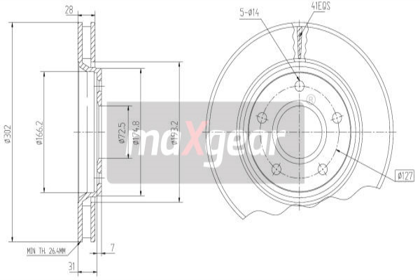 Tarcza hamulcowa MAXGEAR 19-2274
