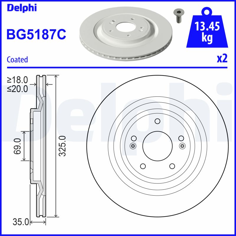 Tarcza hamulcowa DELPHI BG5187C