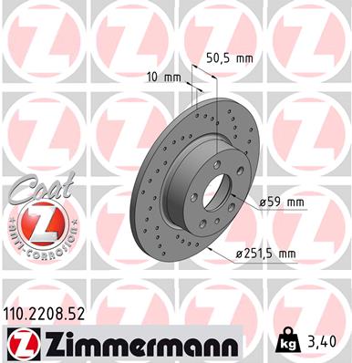 Tarcza hamulcowa ZIMMERMANN 110.2208.52