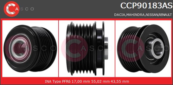 Koło pasowe alternatora CASCO CCP90183AS